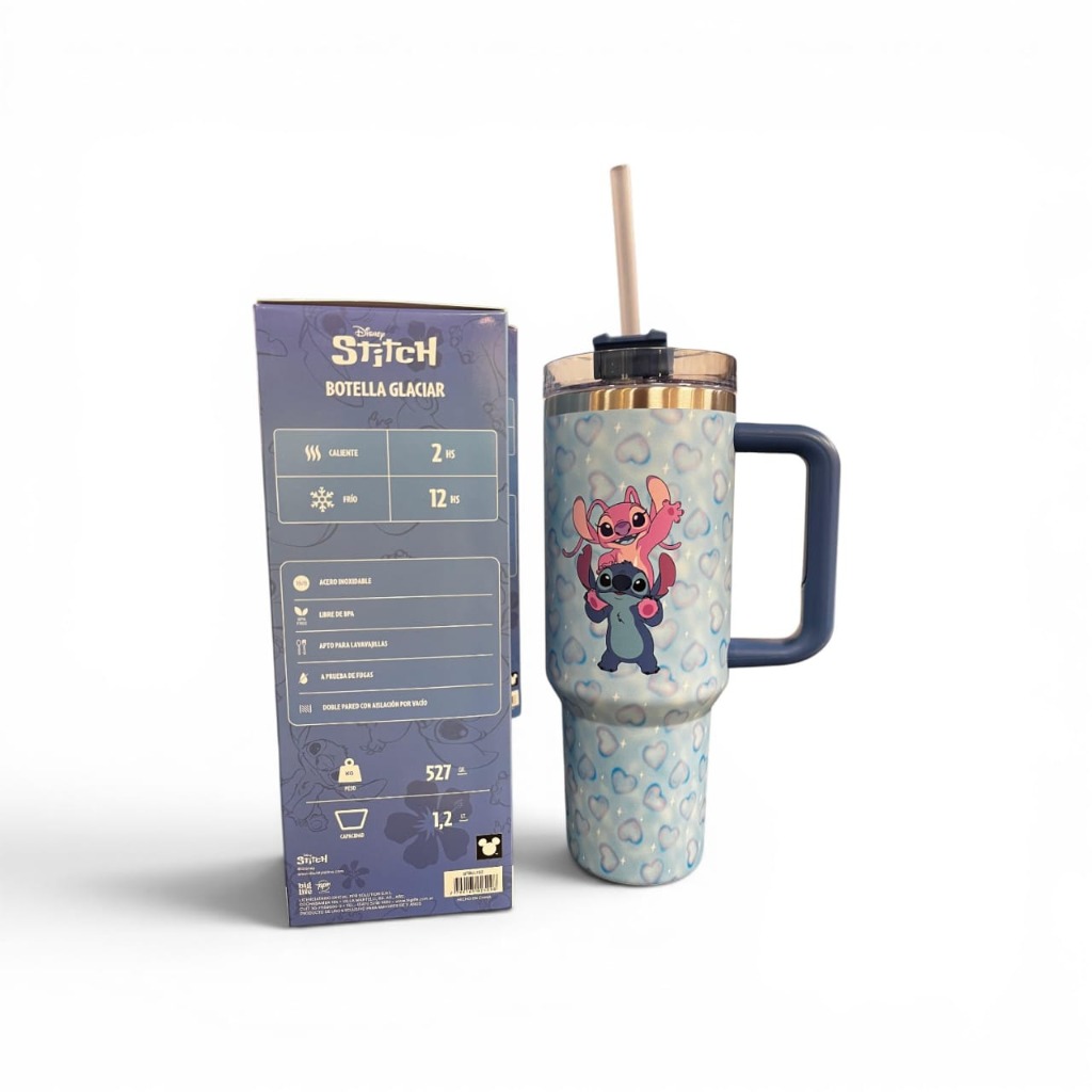 BOTELLA DE AGUA C/SORBETE 1200ml.GLACIAR STITCH